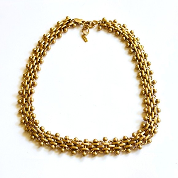 Zara Ball Chain Choker Necklace SS25 Chunky gold tone quilted metal collar 19" - Picture 1 of 6